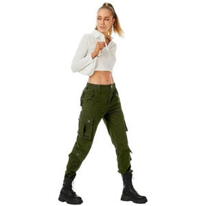 Must Way Cargo Pants Sz 8 Green Hiking Outdoor Hunting Gorpcore Stretch Grunge